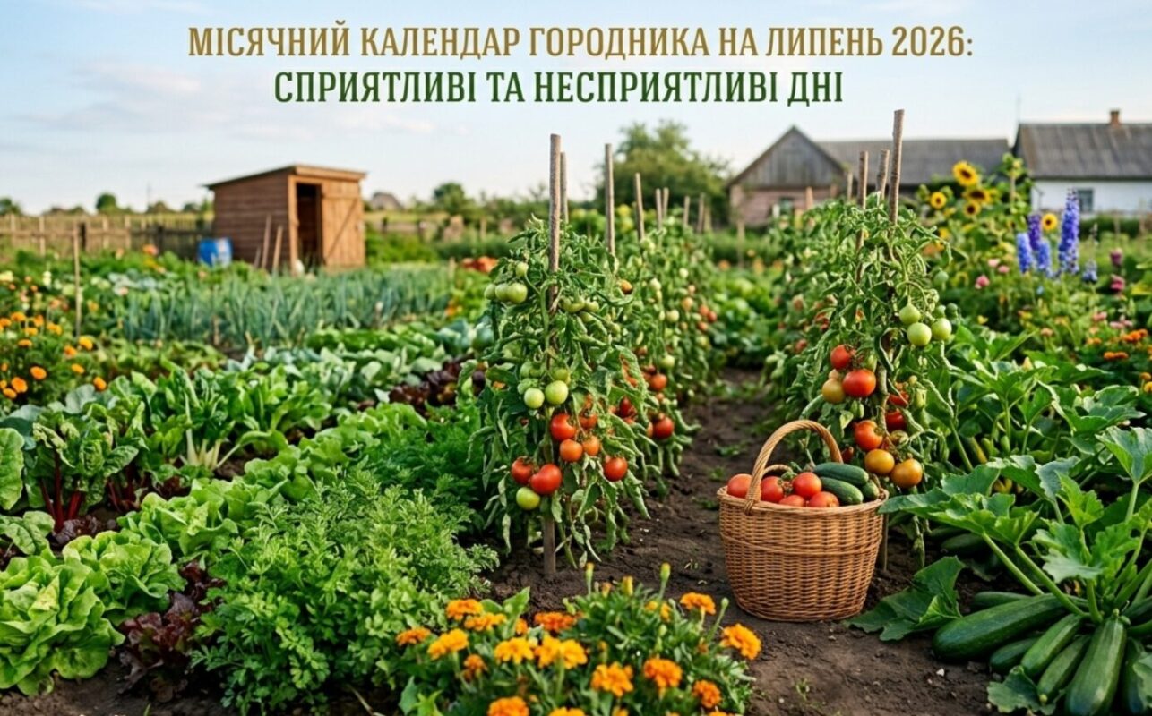 Місячний календар городника на липень 2026: сприятливі та несприятливі дні для робіт на городі